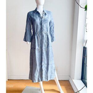Sandwitch_Linen Blue Linen Button Down Midi Dress 34/S